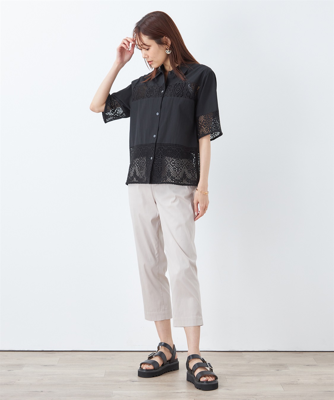 レース切替ブラウス DECOY｜クロスプラス公式通販サイト