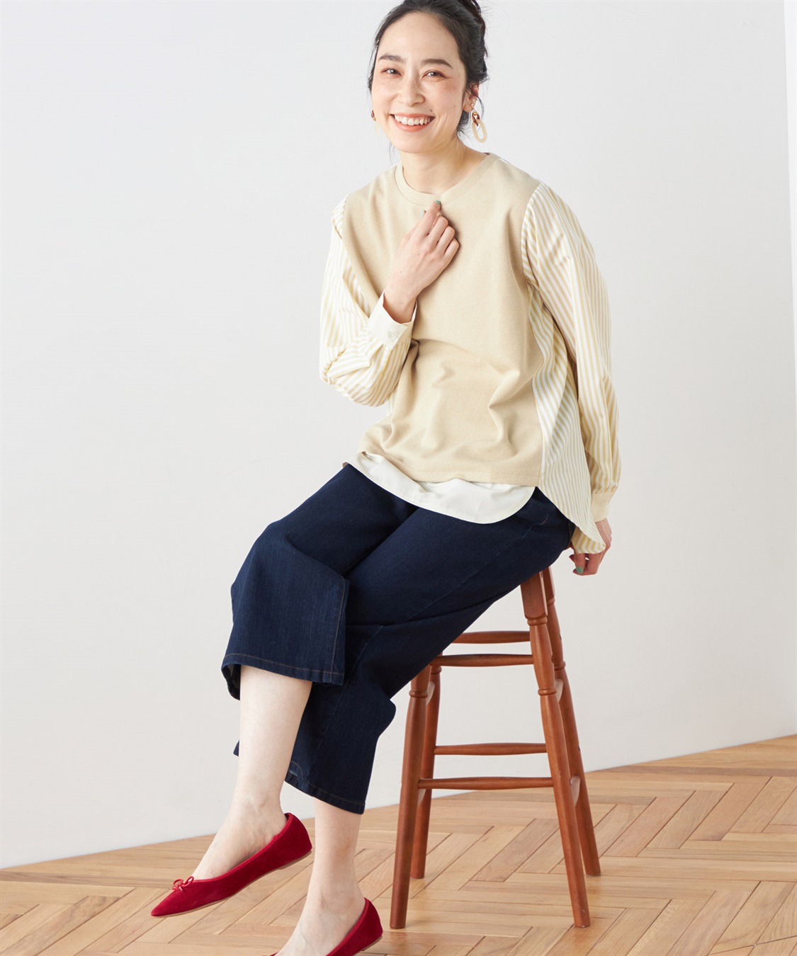 Chloe　ワイドパンツ　ネイビー High-rise cropped flared wool pants in blue - Chloe | Mytheresa