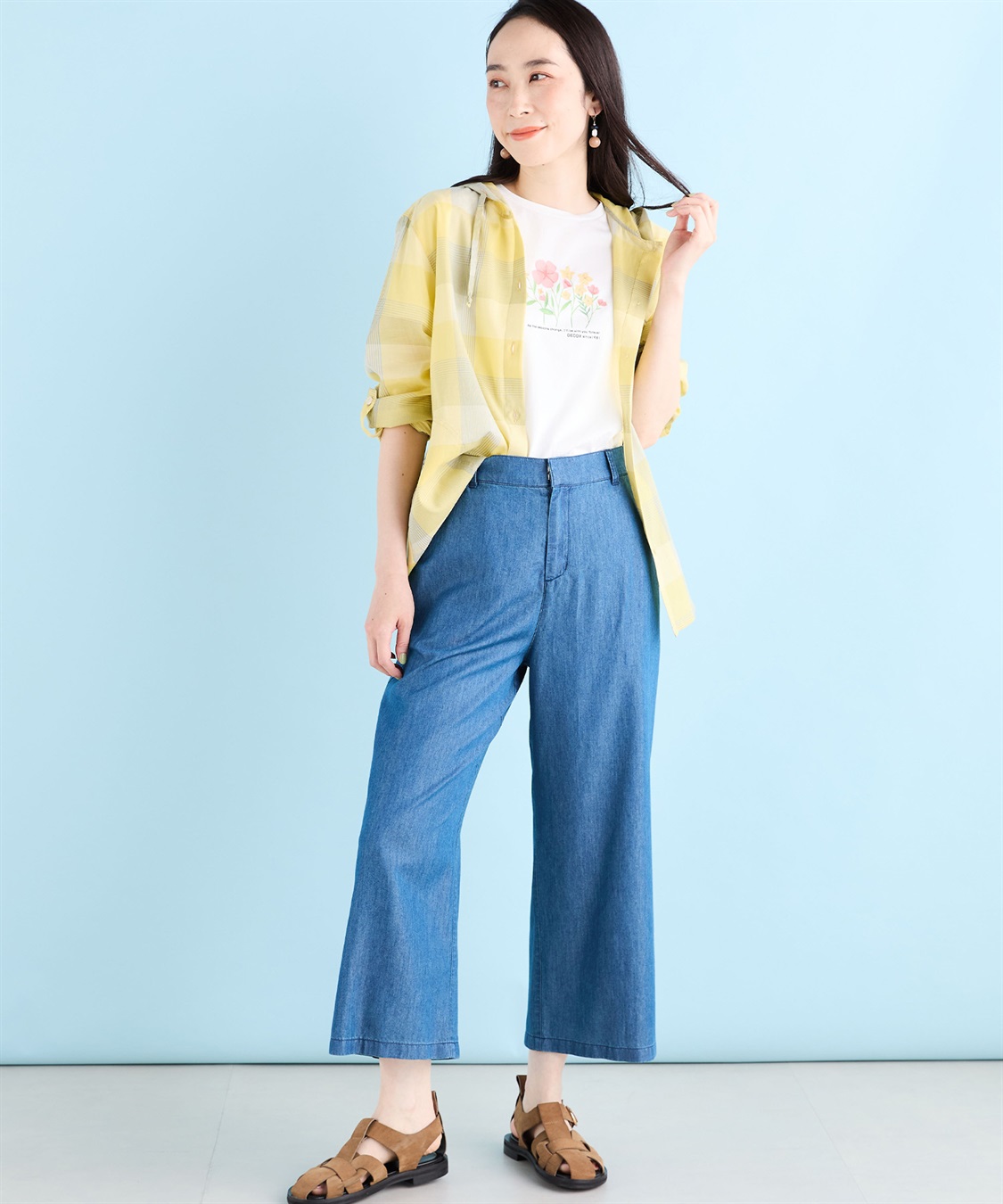 冷感】デニムワイドパンツ DECOY｜クロスプラス公式通販サイト