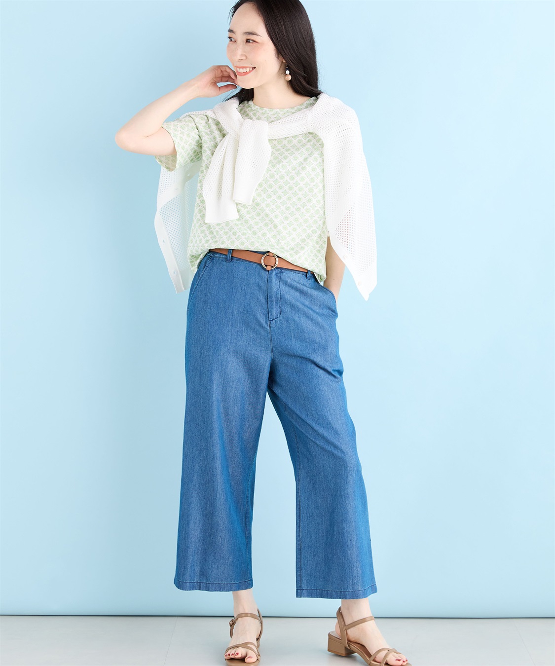 冷感】デニムワイドパンツ DECOY｜クロスプラス公式通販サイト