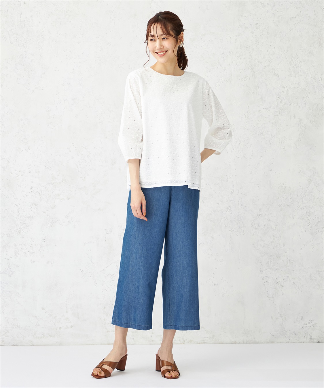 冷感】デニムワイドパンツ DECOY｜クロスプラス公式通販サイト