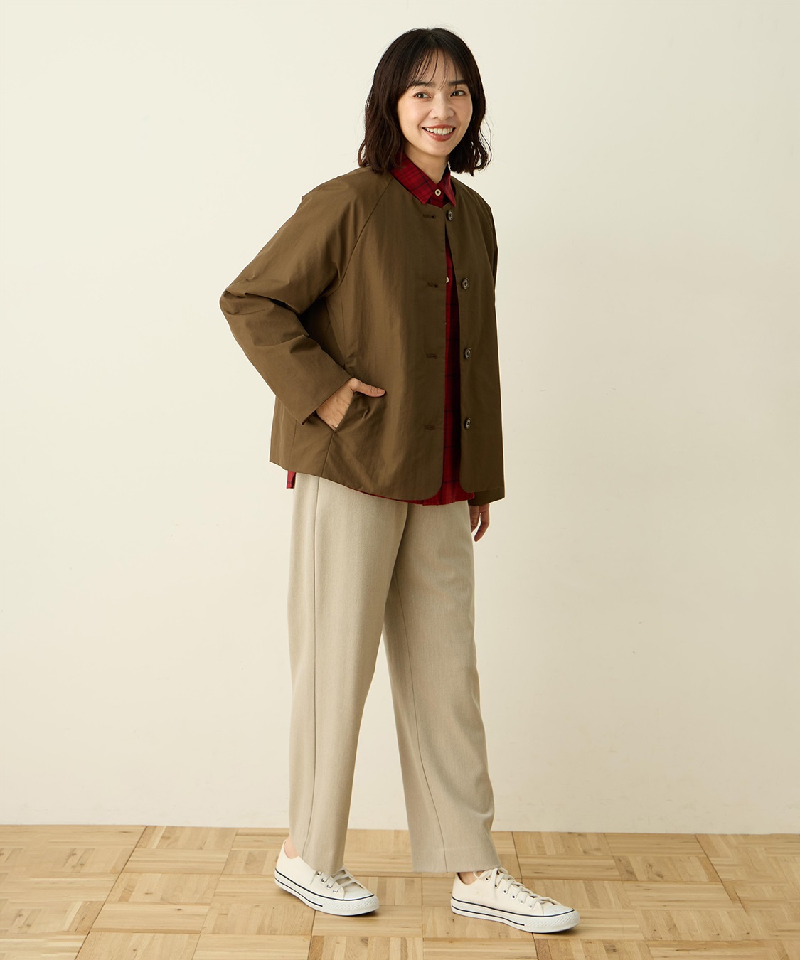 DECOY 裏起毛ストレッチストレートパンツ67㎝丈【後ろウエストゴム】_sub_20