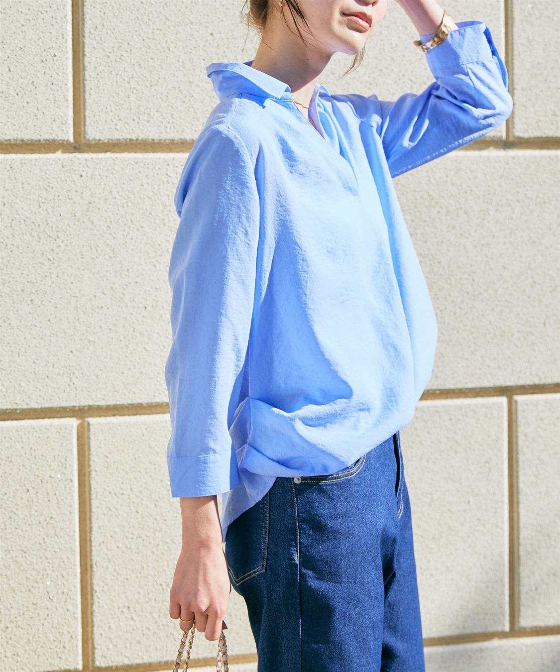 CROSS FUNCTION 【メディア掲載】《シワになりにくい》シャツ活エアーツイルタックプルオーバーシャツ【CF/クロスファンクション】_sub_4