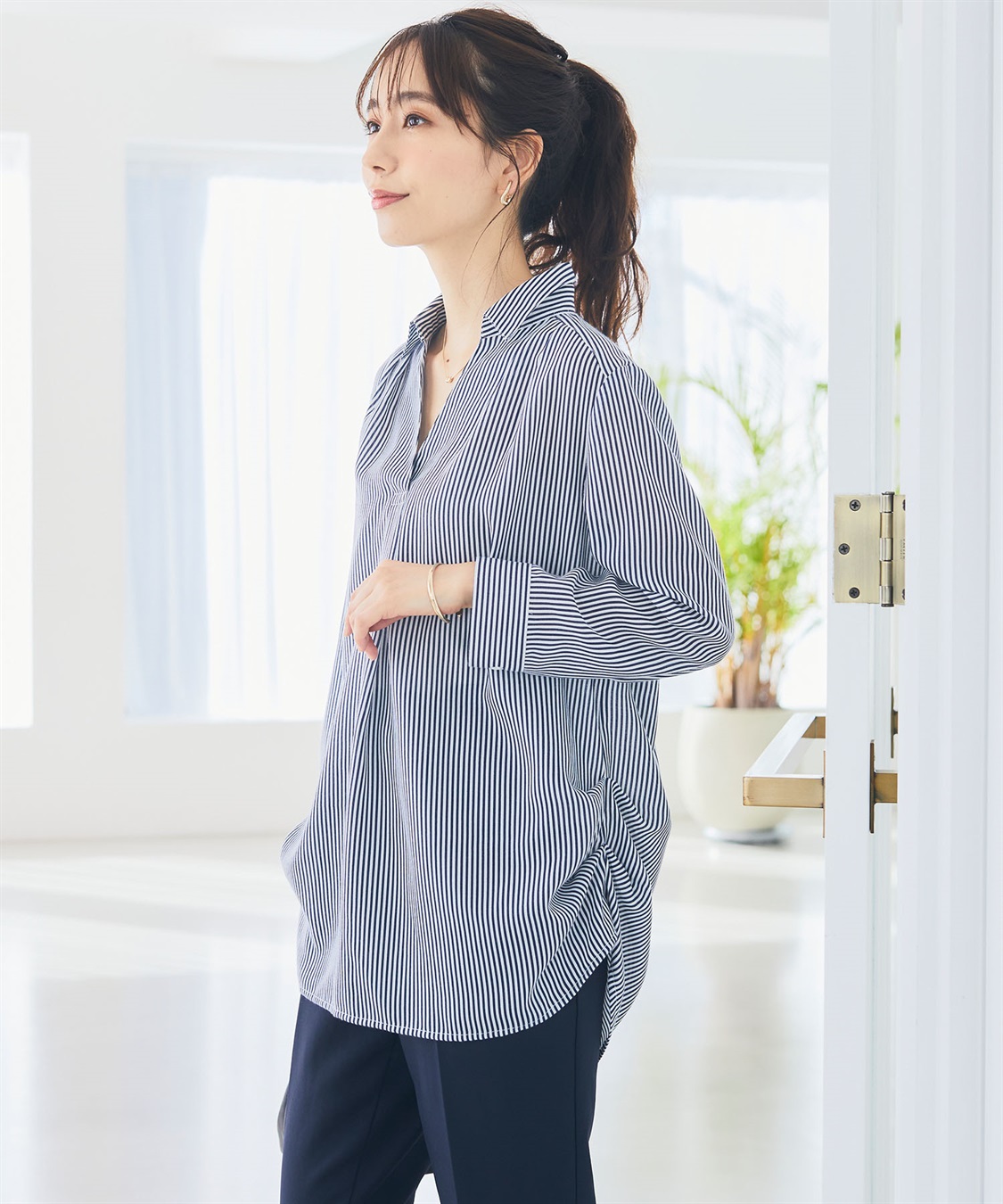 CROSS FUNCTION 【メディア掲載】《シワになりにくい》シャツ活エアーツイルタックプルオーバーシャツ【CF/クロスファンクション】_sub_9