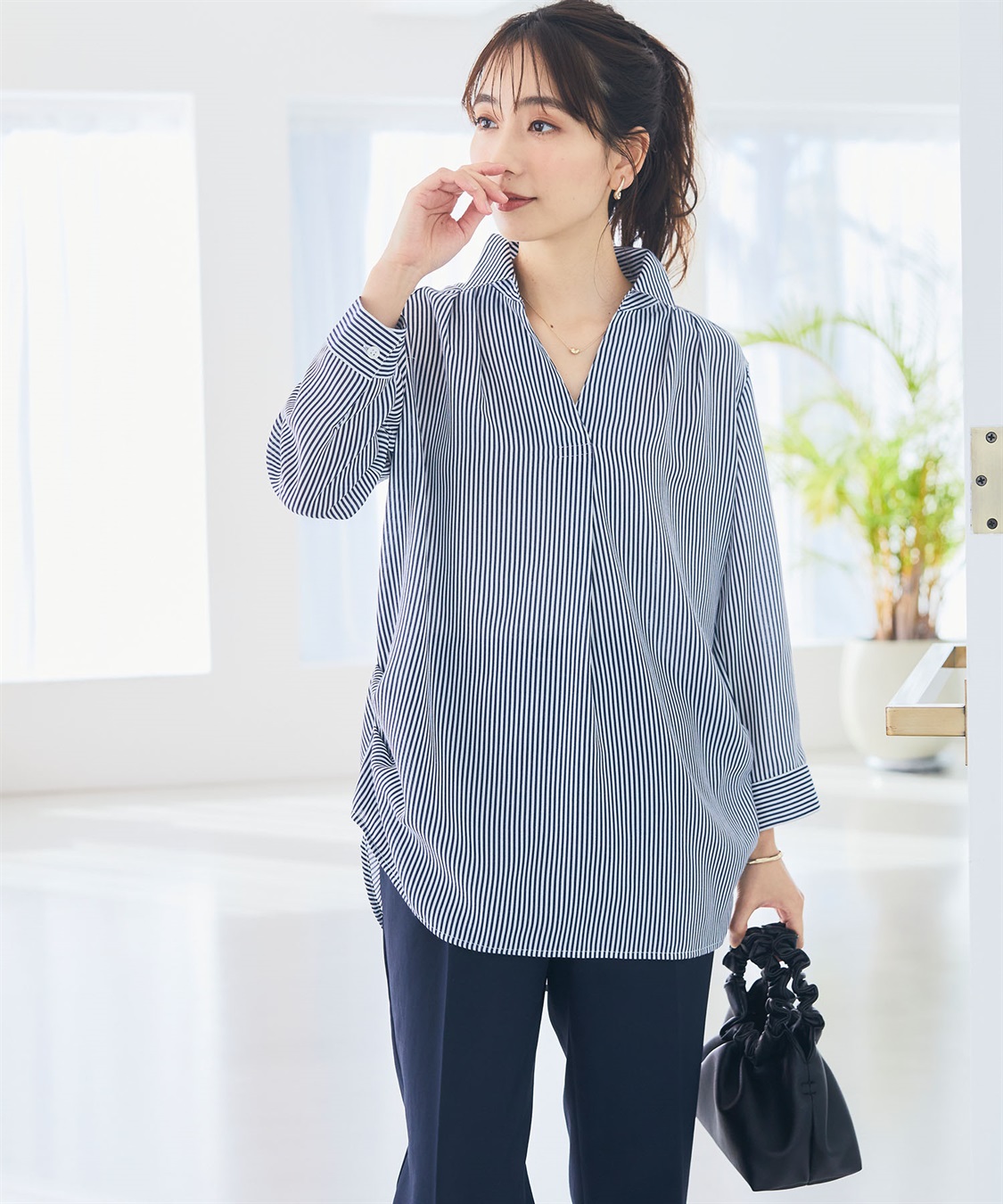 CROSS FUNCTION 【メディア掲載】《シワになりにくい》シャツ活エアーツイルタックプルオーバーシャツ【CF/クロスファンクション】_sub_10