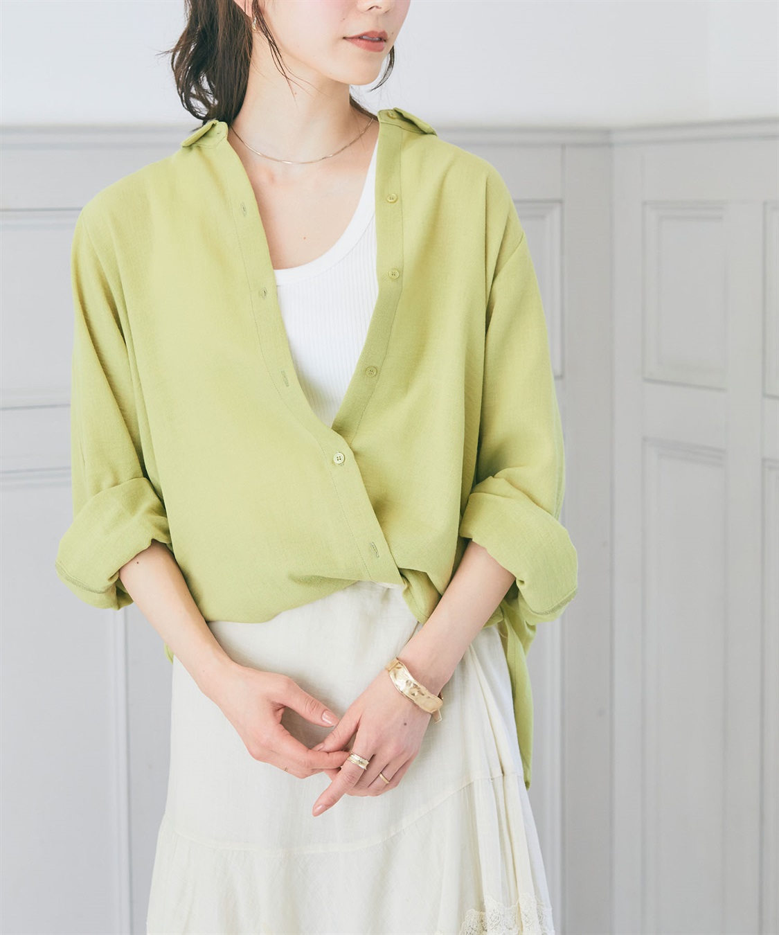 CROSS FUNCTION 【メディア掲載】《シワになりにくい》シャツ活リネンライクタックスリーブシャツ【CF/クロスファンクション】_sub_2