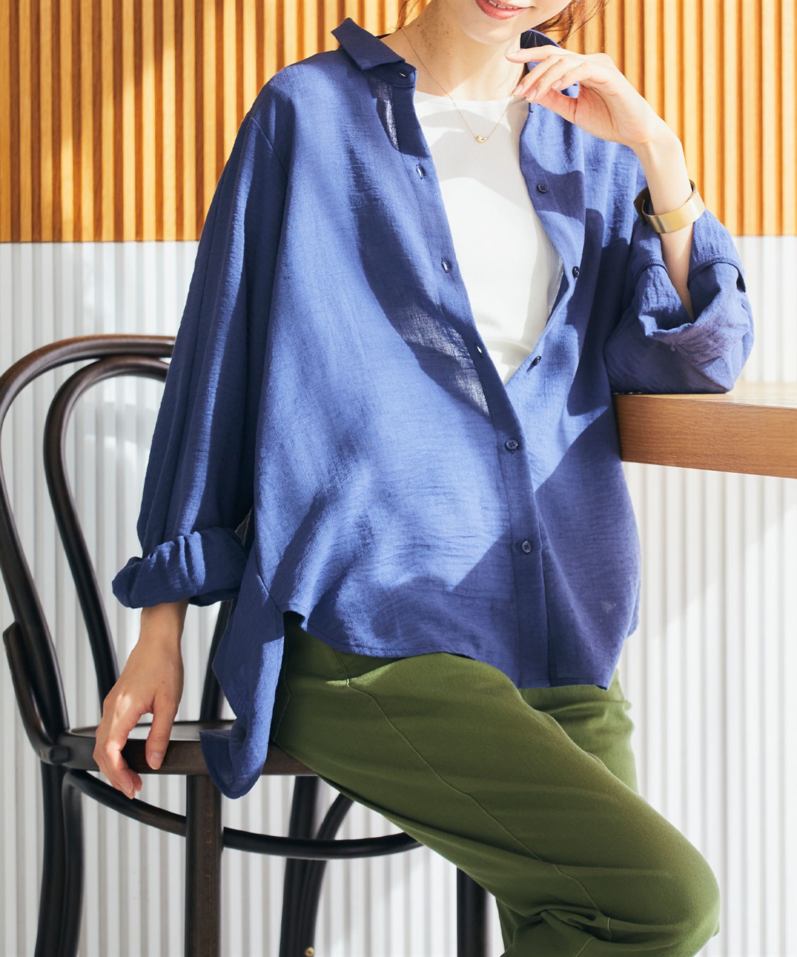 CROSS FUNCTION 【メディア掲載】《シワになりにくい》シャツ活リネンライクタックスリーブシャツ【CF/クロスファンクション】_sub_3