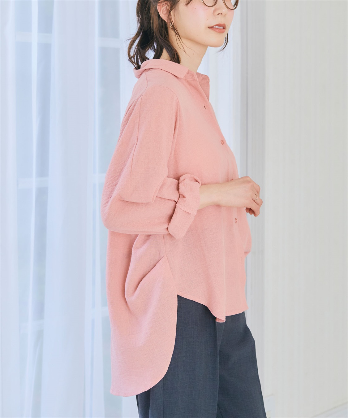 CROSS FUNCTION 【メディア掲載】《シワになりにくい》シャツ活リネンライクタックスリーブシャツ【CF/クロスファンクション】_sub_4