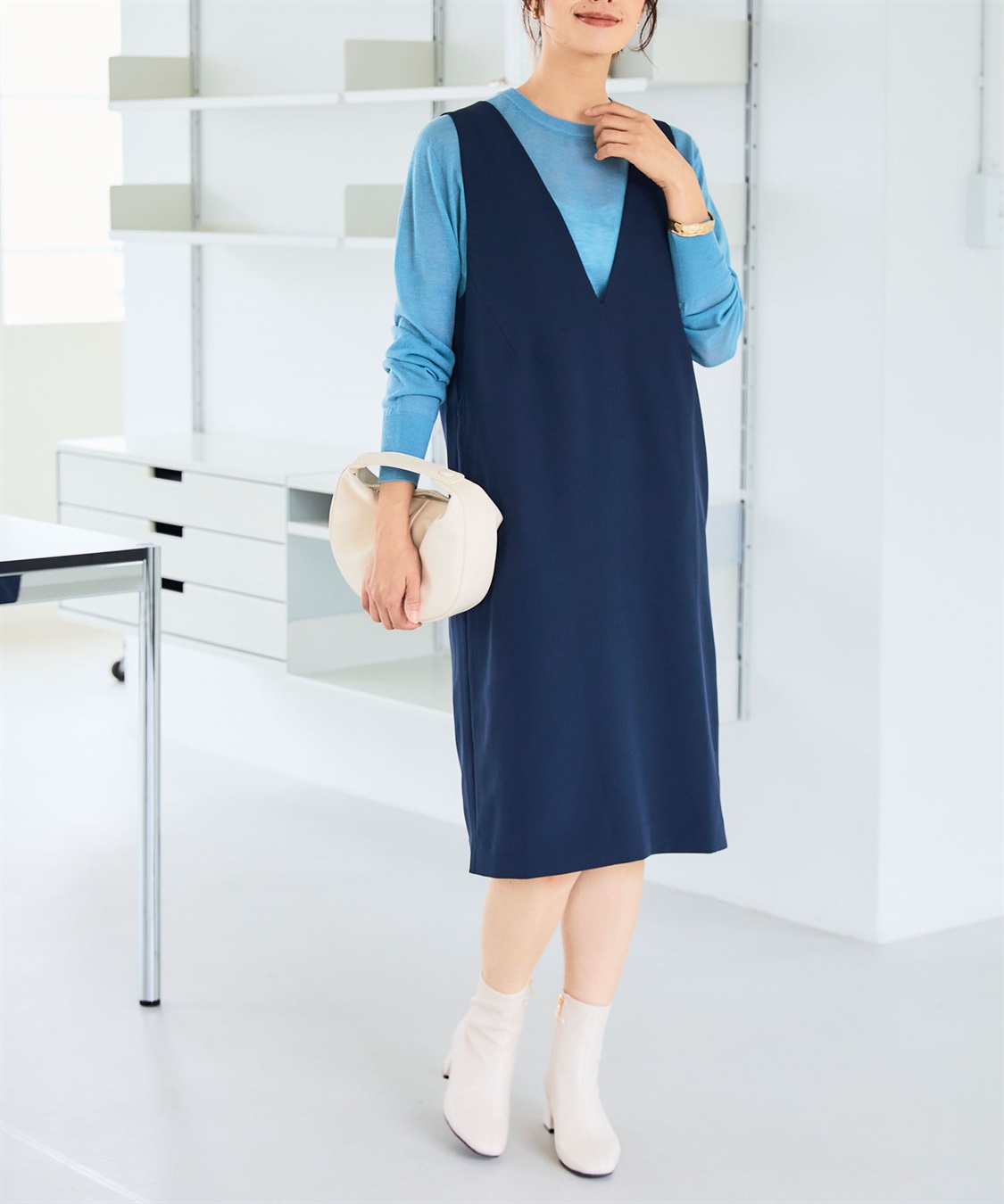 CROSS FUNCTION 《洗える・ストレッチ》正解ダブルクロスVネックジャンスカ【CF/クロスファンクション】_sub_2