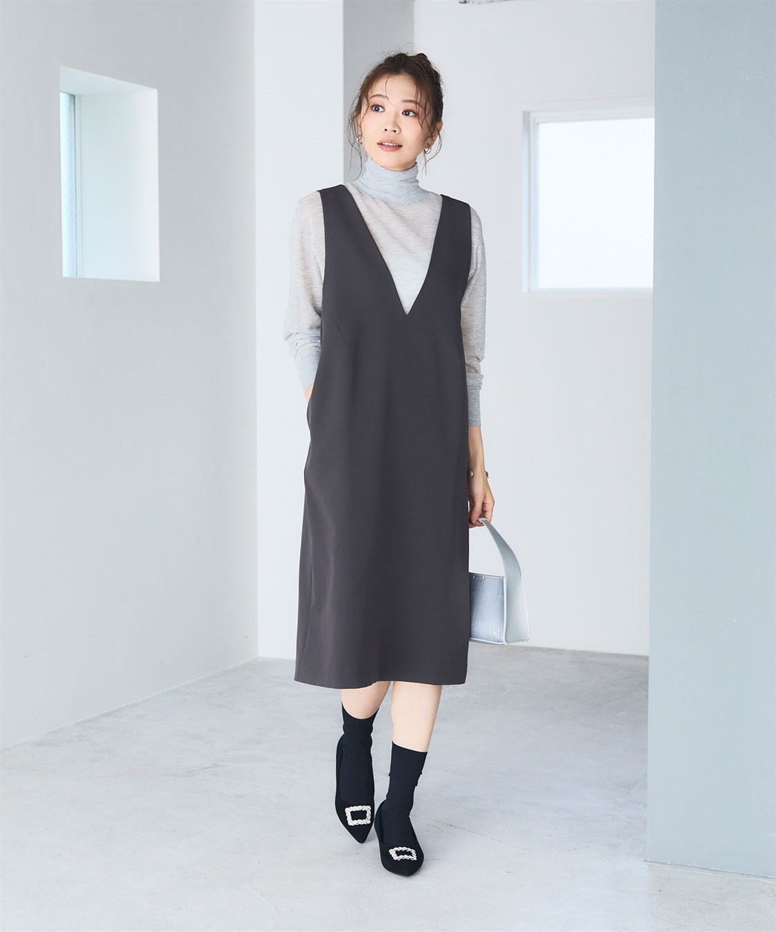 CROSS FUNCTION 《洗える・ストレッチ》正解ダブルクロスVネックジャンスカ【CF/クロスファンクション】_sub_4