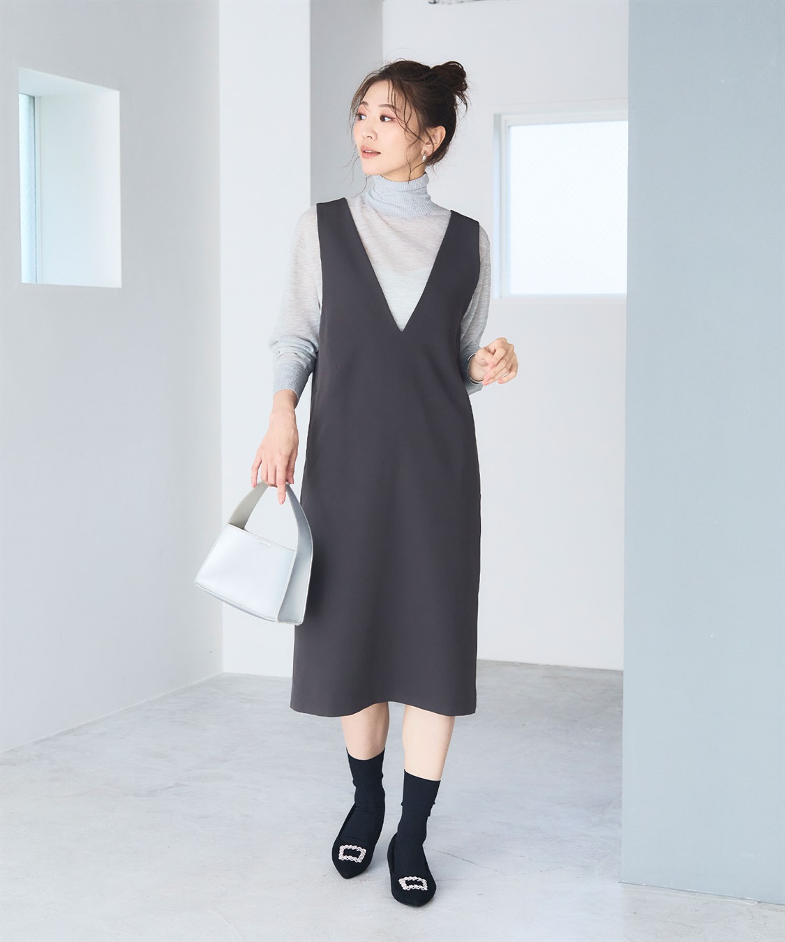 CROSS FUNCTION 《洗える・ストレッチ》正解ダブルクロスVネックジャンスカ【CF/クロスファンクション】_sub_5