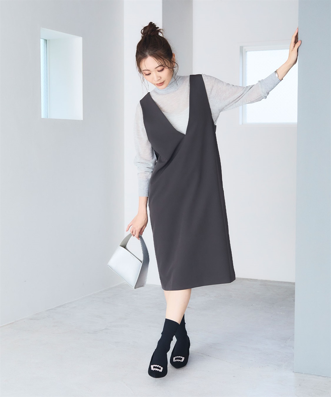 CROSS FUNCTION 《洗える・ストレッチ》正解ダブルクロスVネックジャンスカ【CF/クロスファンクション】_sub_6