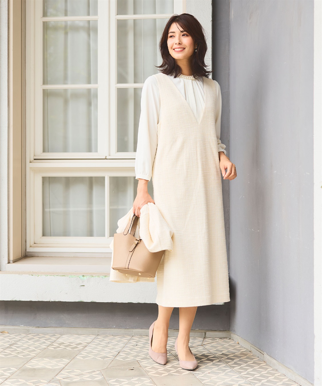 CROSS FUNCTION 《洗える》正解 ツイードVネックジャンスカ【CF/クロスファンクション】_sub_2