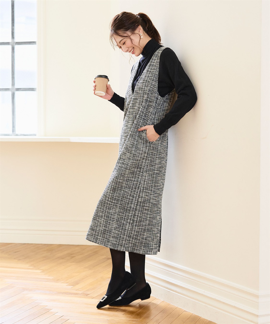 CROSS FUNCTION 《洗える》正解 ツイードVネックジャンスカ【CF/クロスファンクション】_sub_11