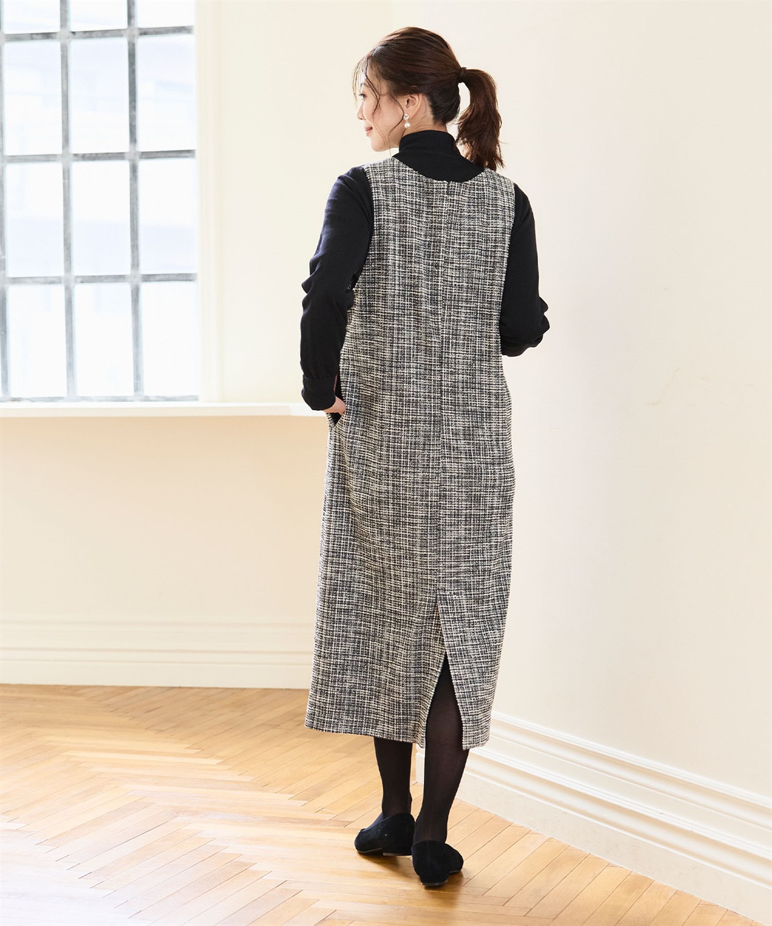 CROSS FUNCTION 《洗える》正解 ツイードVネックジャンスカ【CF/クロスファンクション】_sub_12