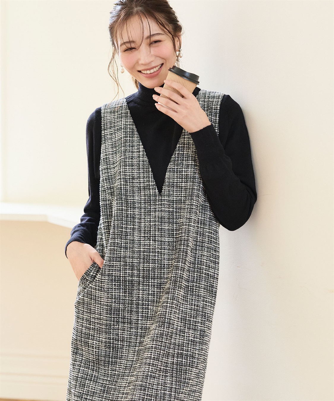 CROSS FUNCTION 《洗える》正解 ツイードVネックジャンスカ【CF/クロスファンクション】_sub_13