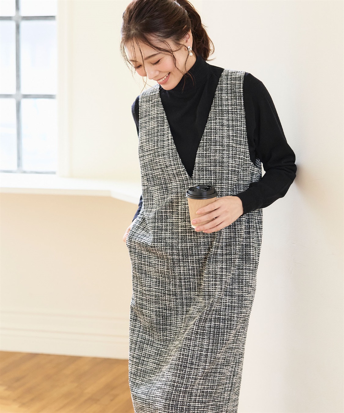 CROSS FUNCTION 《洗える》正解 ツイードVネックジャンスカ【CF/クロスファンクション】_sub_14