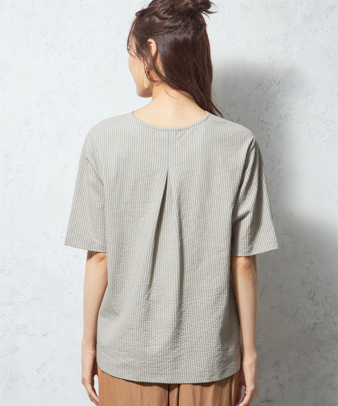 Petit Honfleur サッカーストライプハーフスリーブブラウス_sub_2