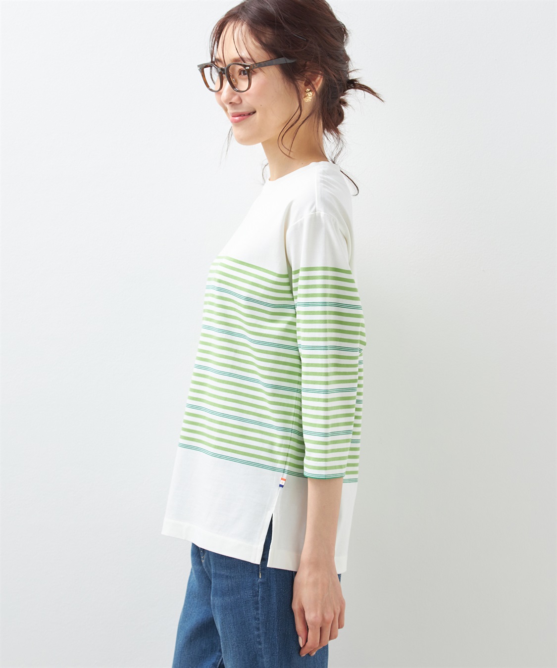 Petit Honfleur パネルボーダーTシャツ_sub_1