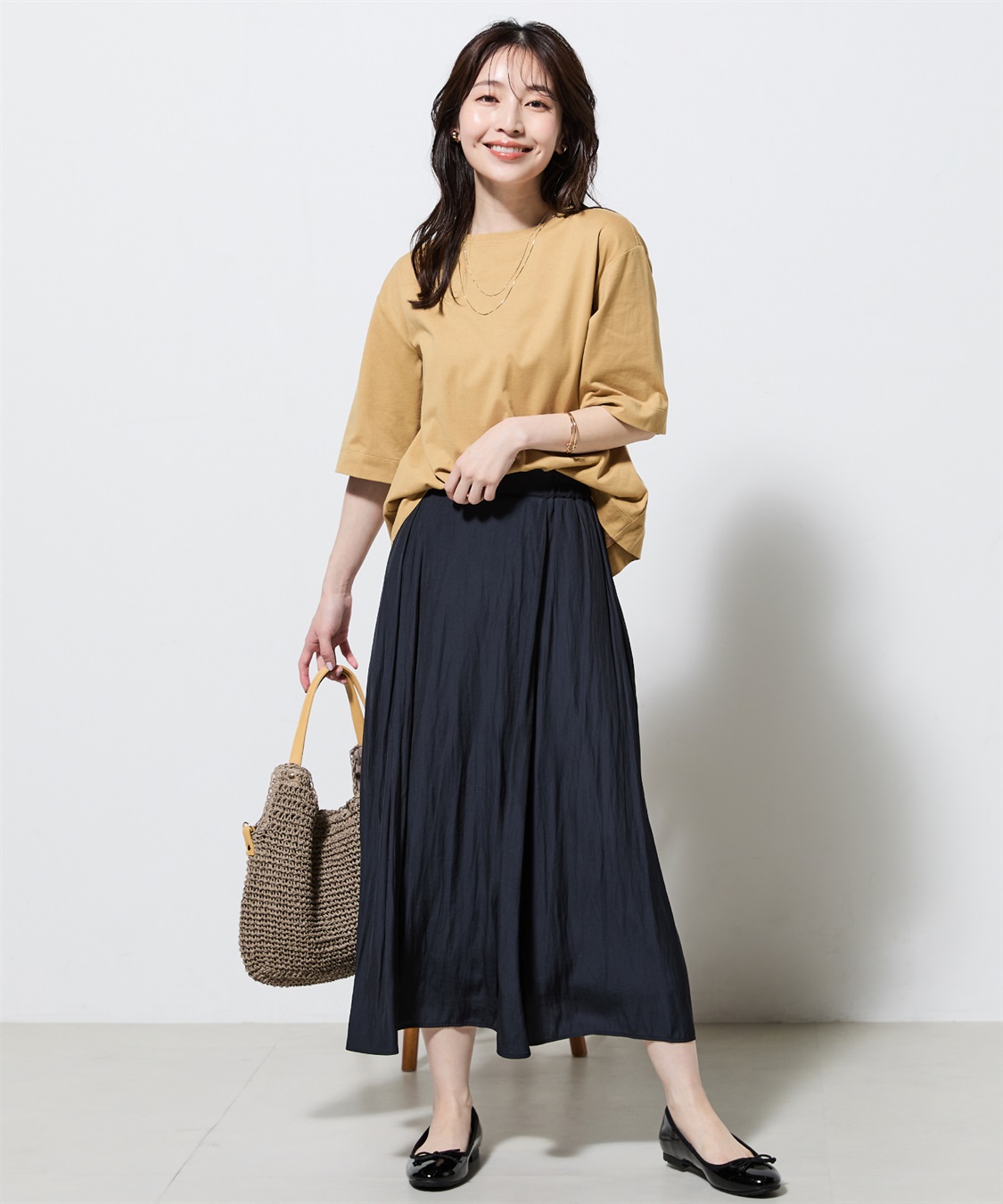 Petit Honfleur 【汗じみ防止・UVカット・冷感】バックタックTシャツ_sub_2