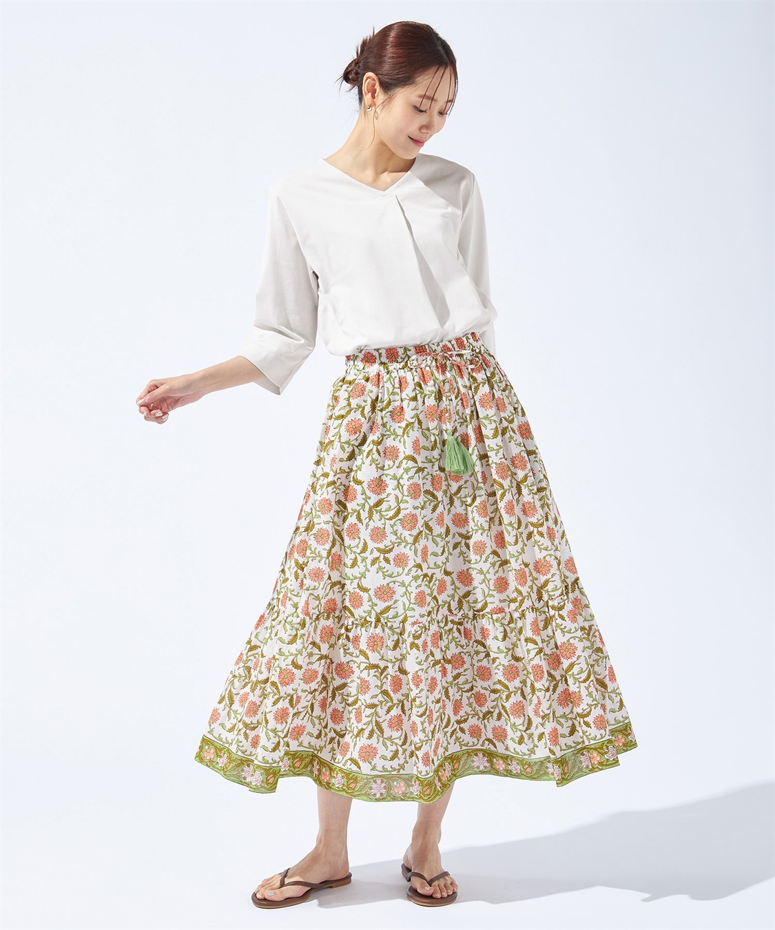 Petit Honfleur 【汗じみ防止・UVカット・冷感】フロントタックTシャツ_sub_1