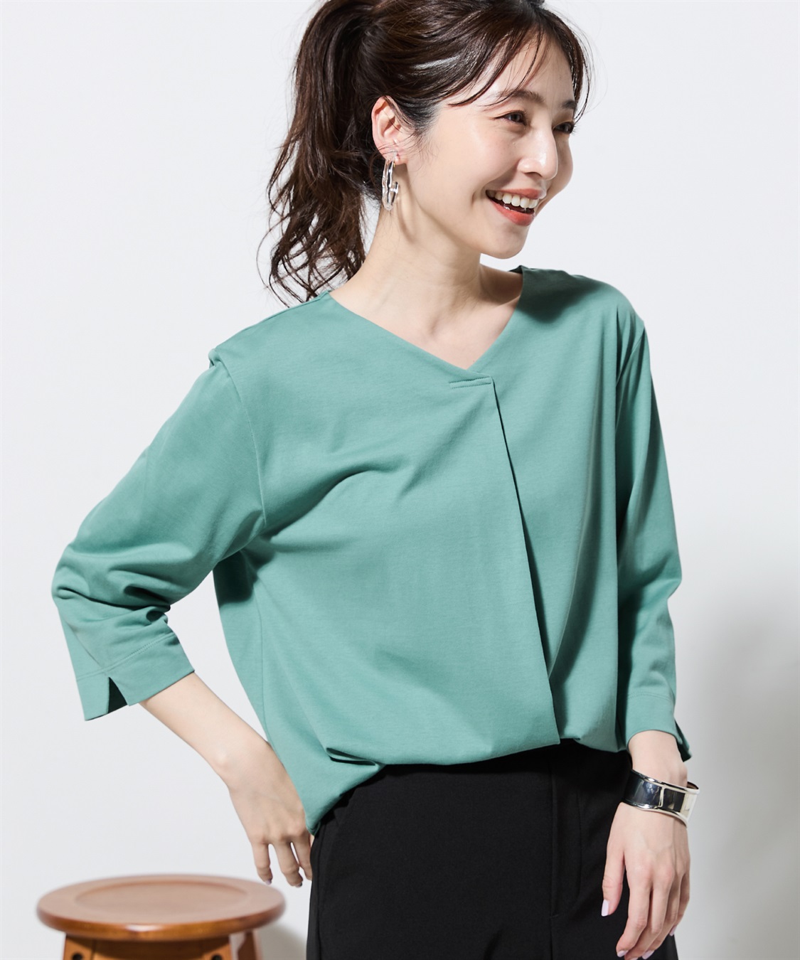 Petit Honfleur 【汗じみ防止・UVカット・冷感】フロントタックTシャツ_sub_17