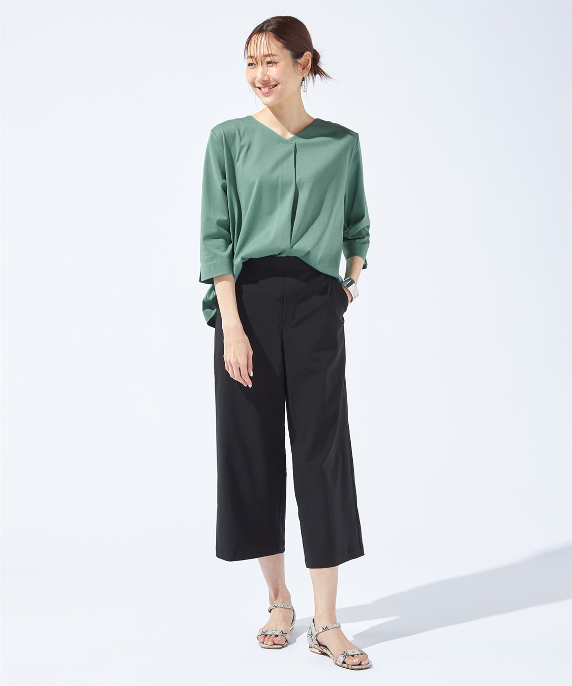 Petit Honfleur 【汗じみ防止・UVカット・冷感】フロントタックTシャツ_sub_19