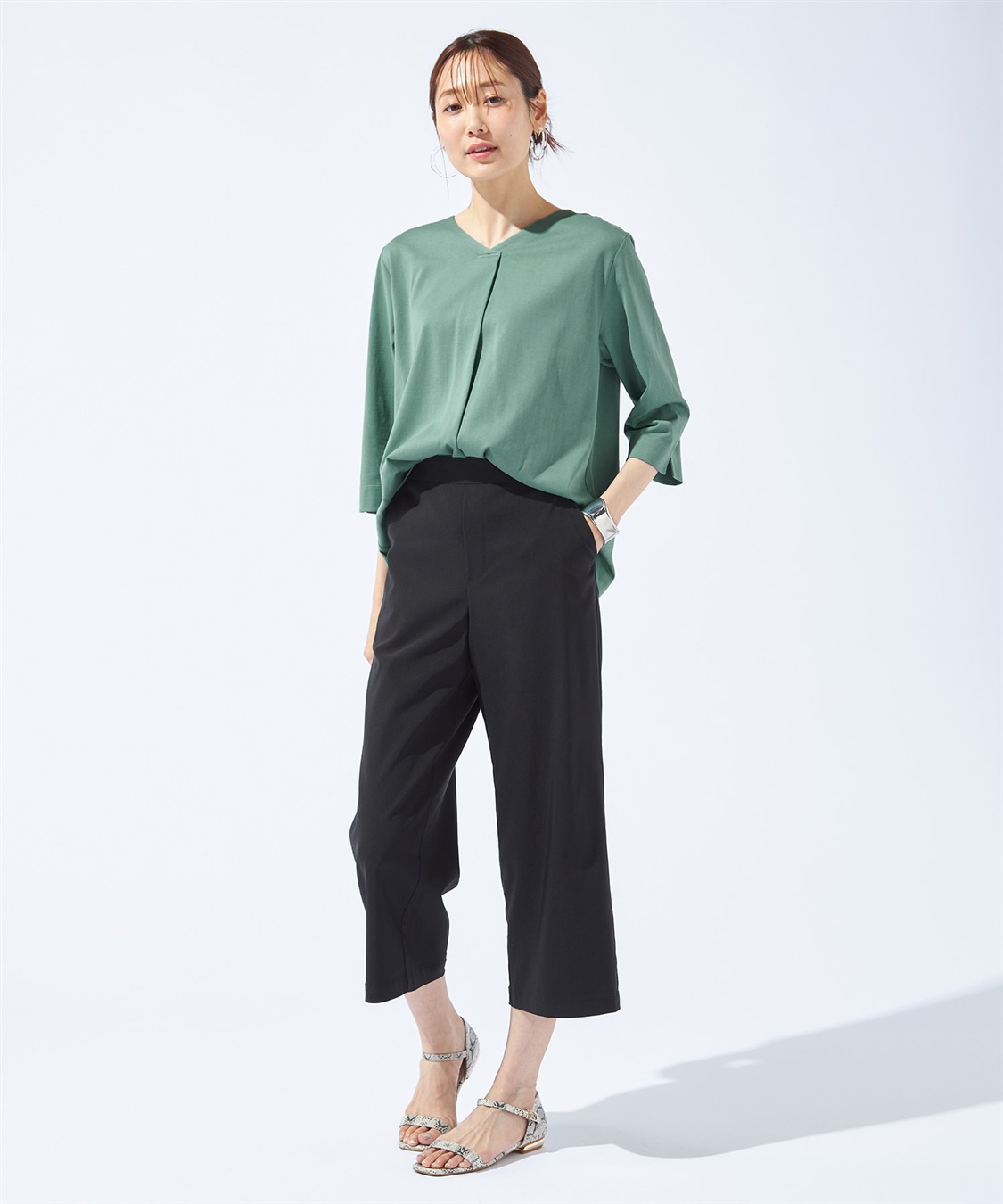 Petit Honfleur 【汗じみ防止・UVカット・冷感】フロントタックTシャツ_sub_20