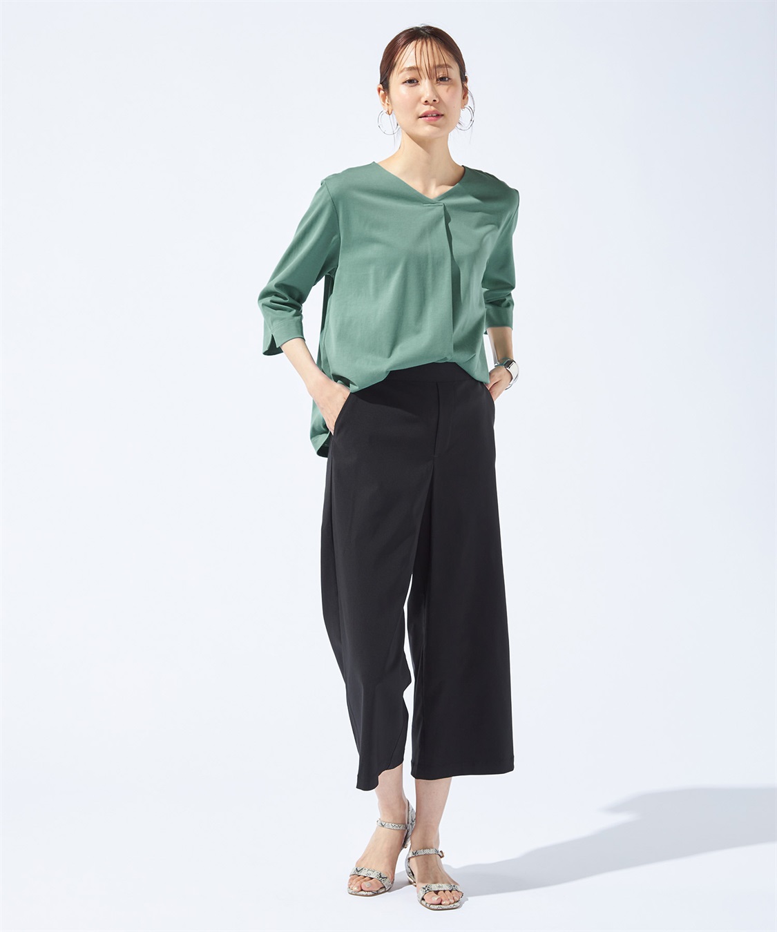 Petit Honfleur 【汗じみ防止・UVカット・冷感】フロントタックTシャツ_sub_21