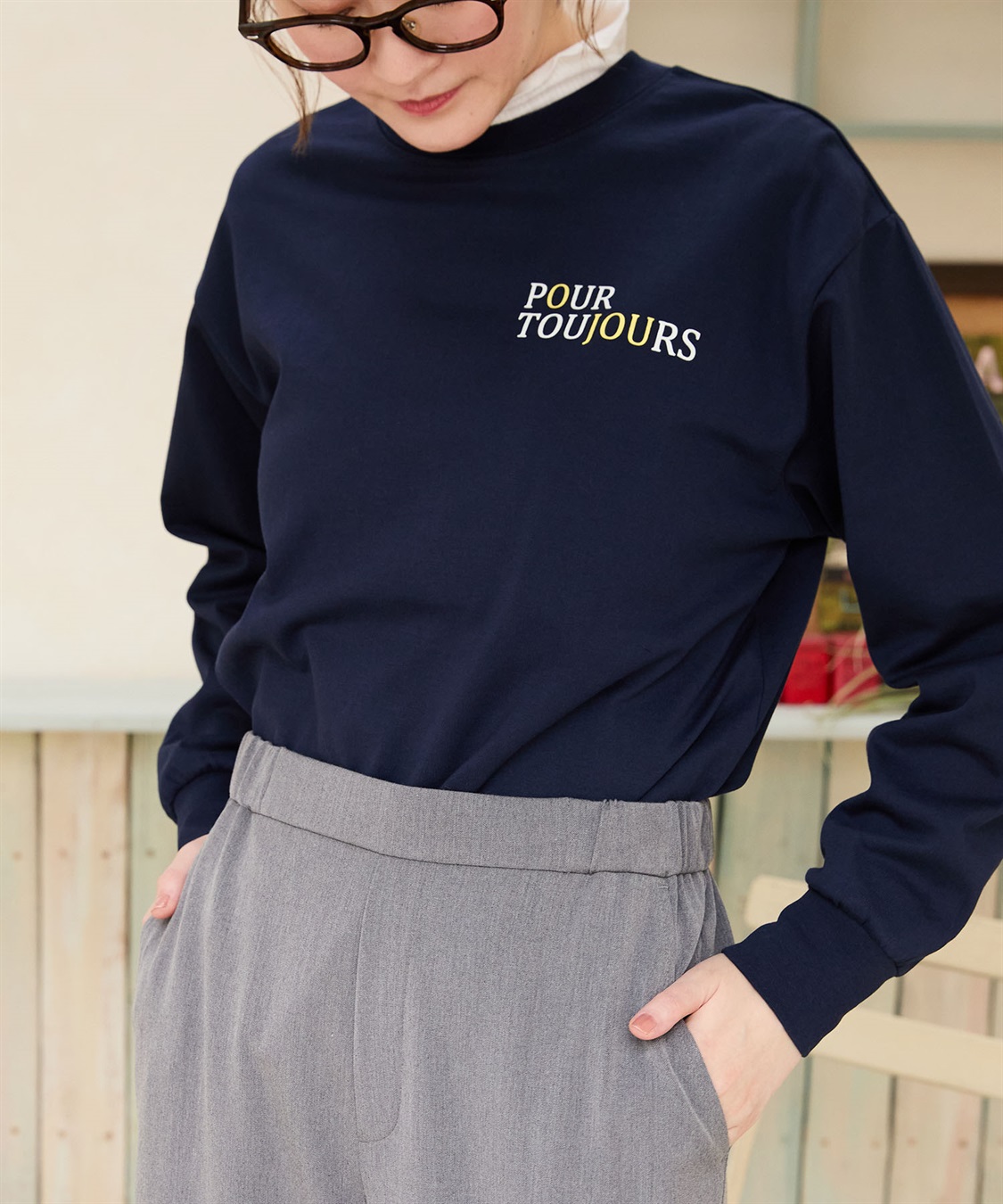 Petit Honfleur モックネックロゴプルオーバー_sub_10