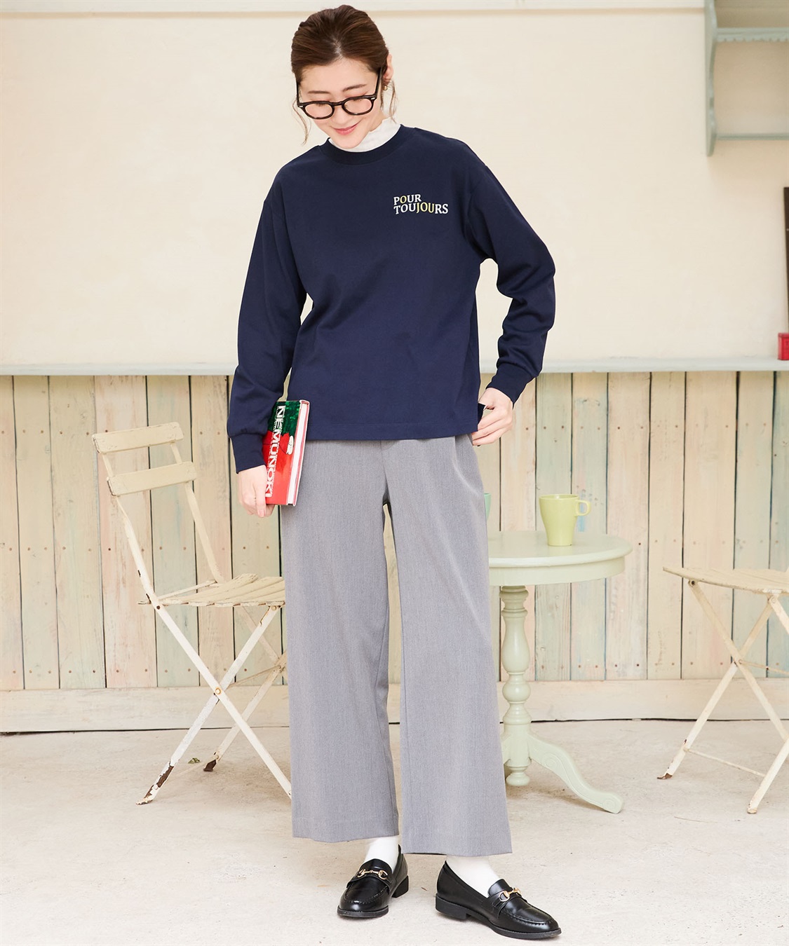 Petit Honfleur モックネックロゴプルオーバー_sub_13