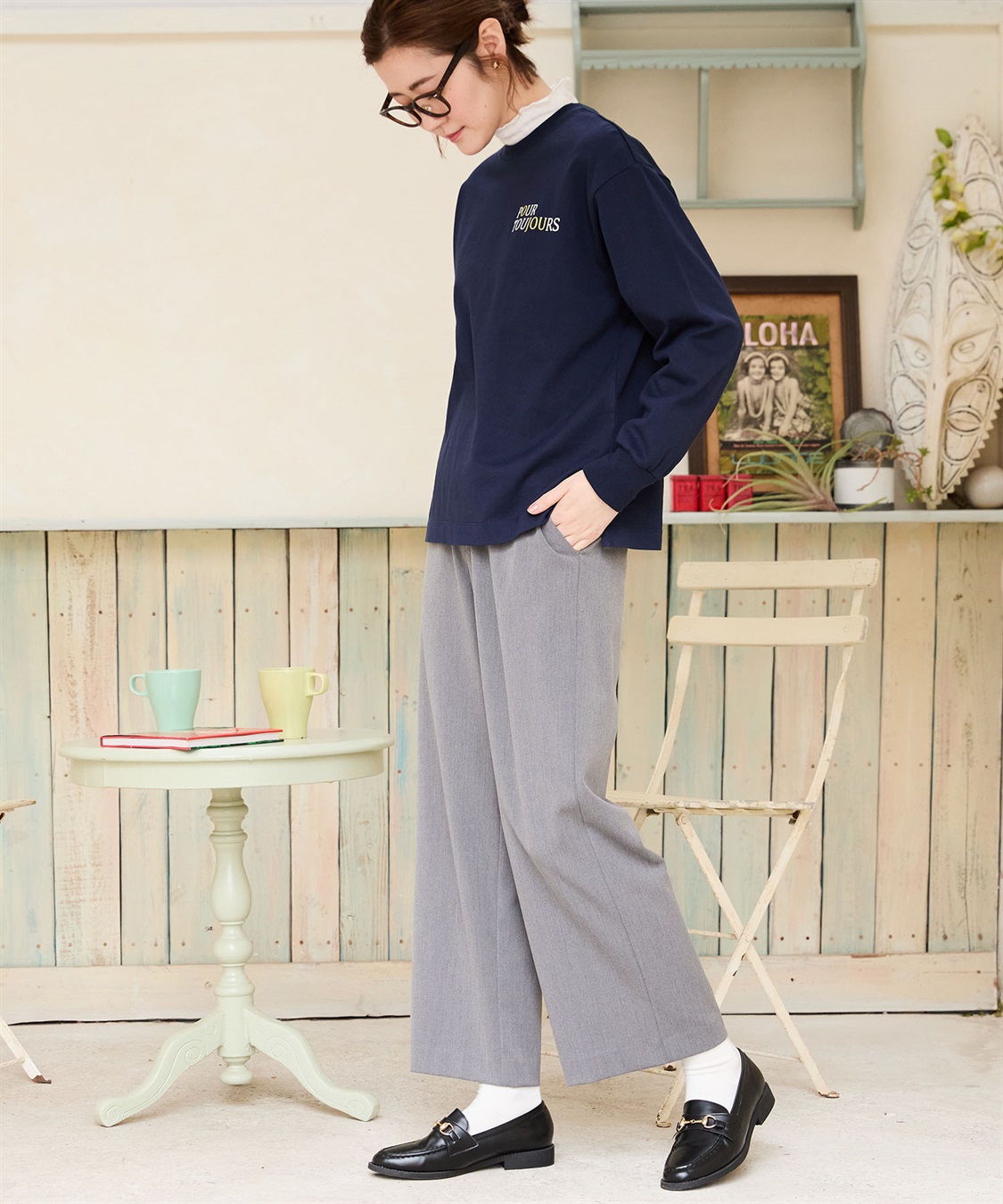 Petit Honfleur モックネックロゴプルオーバー_sub_15