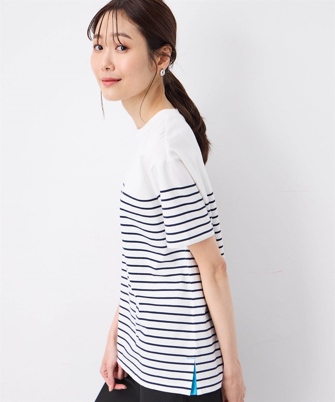 Petit Honfleur 【UVカット】【接触冷感】パネルボーダーTシャツ_sub_1