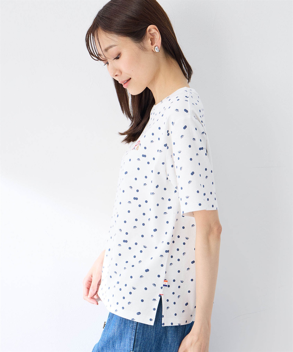 Petit Honfleur 【UVカット】【接触冷感】ドットプリントTシャツ_sub_1