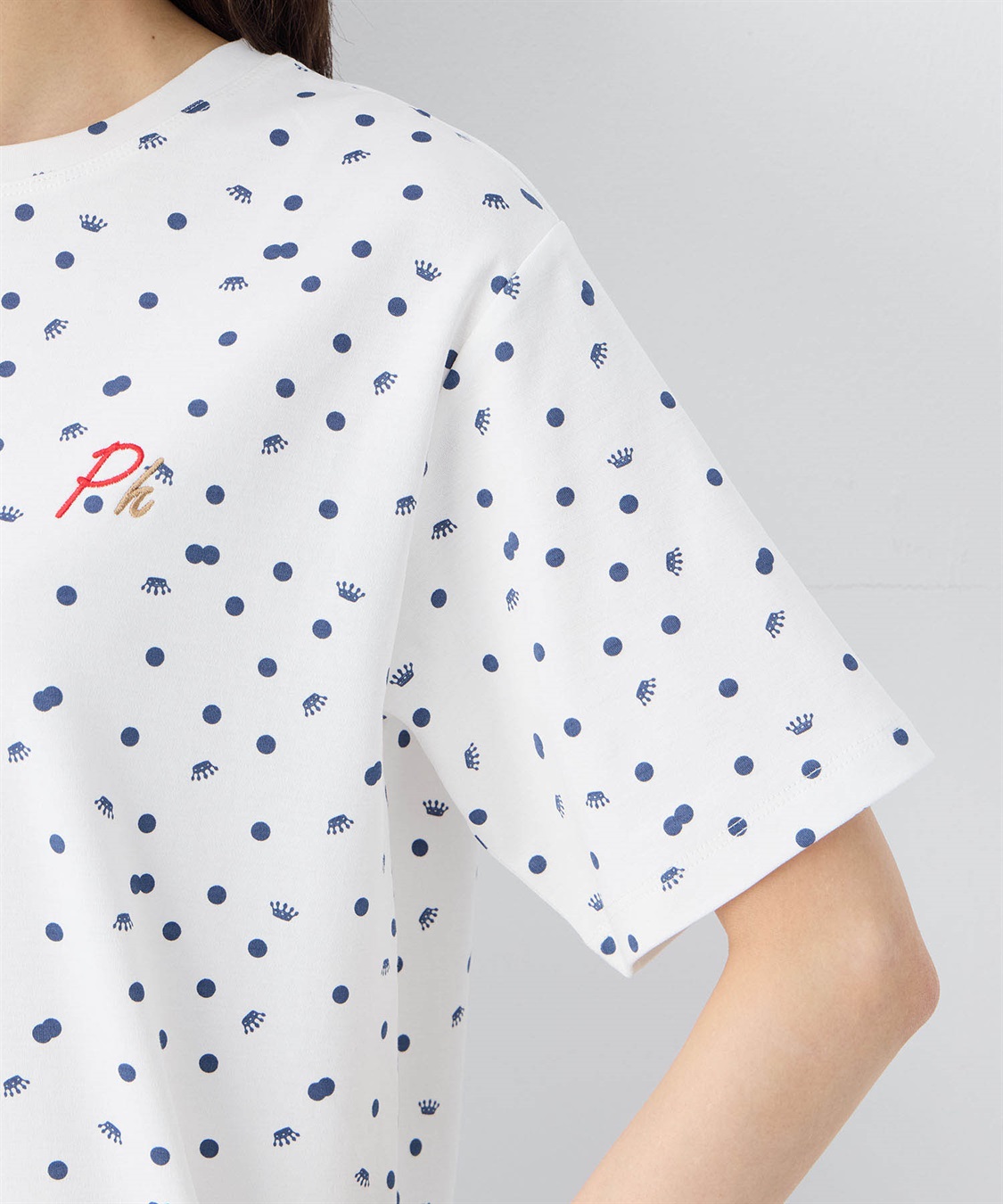 Petit Honfleur 【UVカット】【接触冷感】ドットプリントTシャツ_sub_4