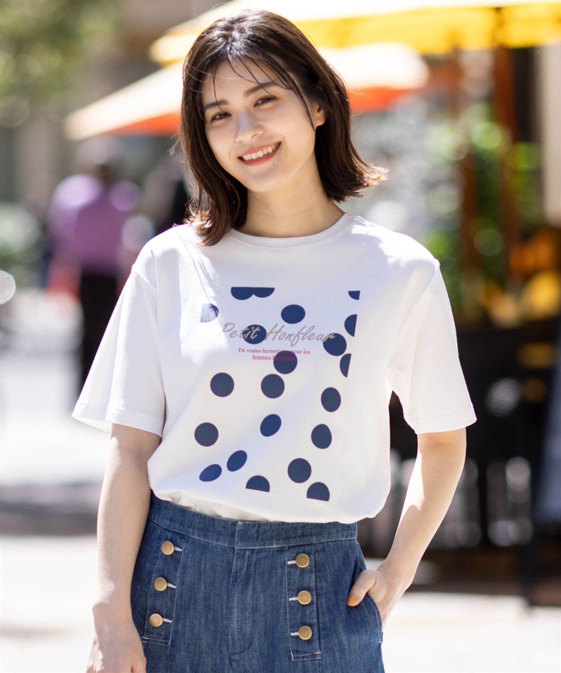 Petit Honfleur 【UVカット】【接触冷感】ドットプリントTシャツ_sub_7