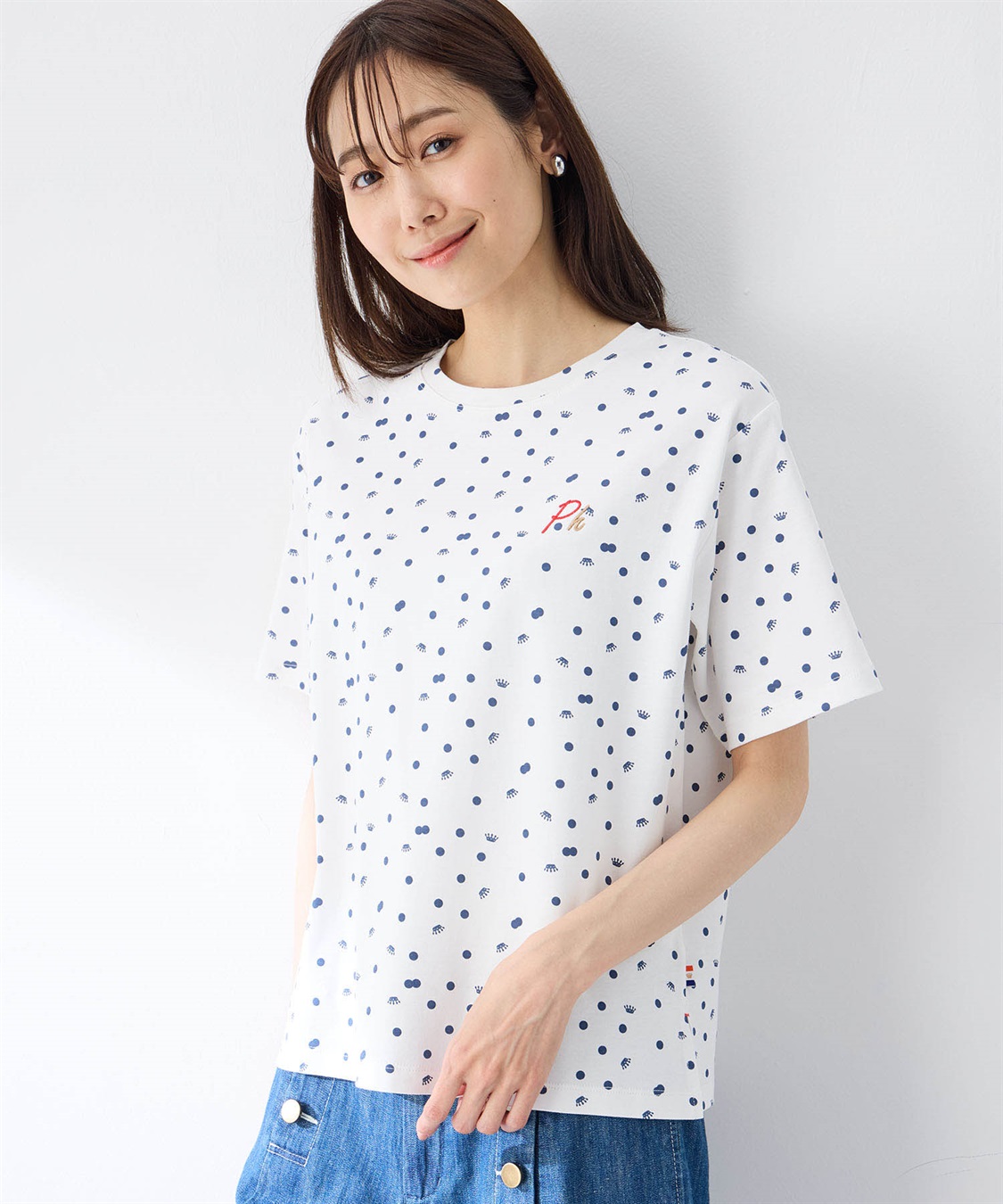 Petit Honfleur 【UVカット】【接触冷感】ドットプリントTシャツ_sub_9