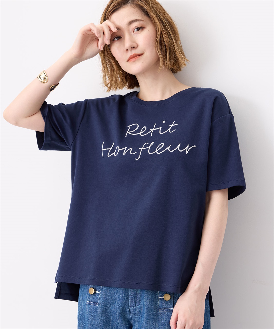 Petit Honfleur 【冷感】【UVカット】チェーンステッチロゴTシャツ_sub_7