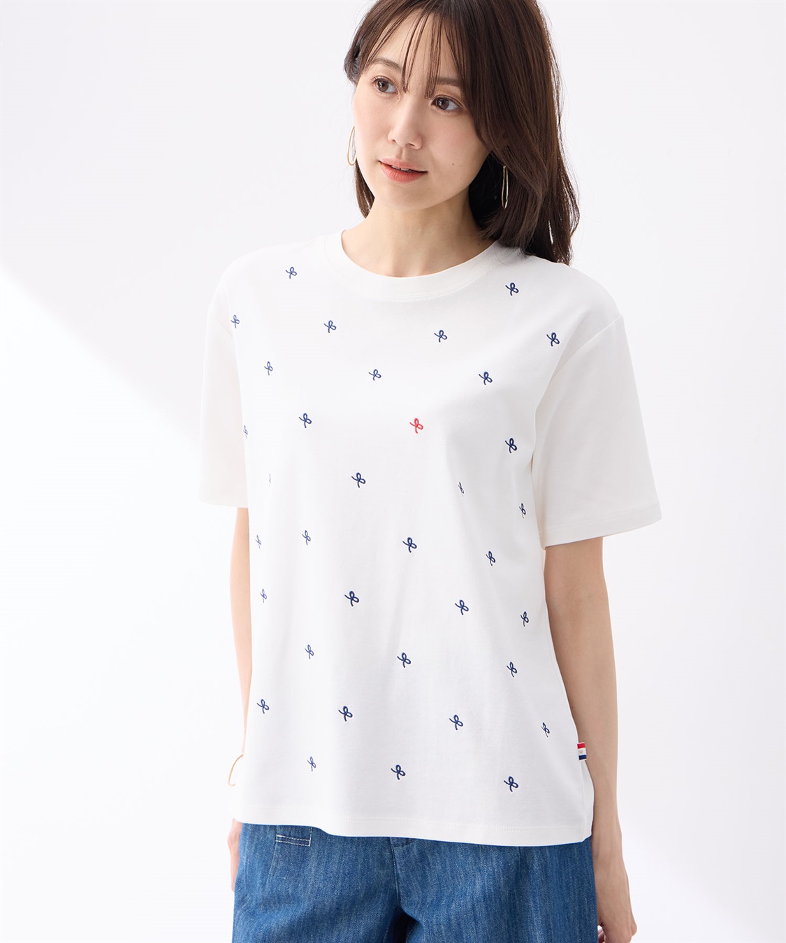 Petit Honfleur 【冷感】【UVカット】リボン刺繍Tシャツ_sub_3