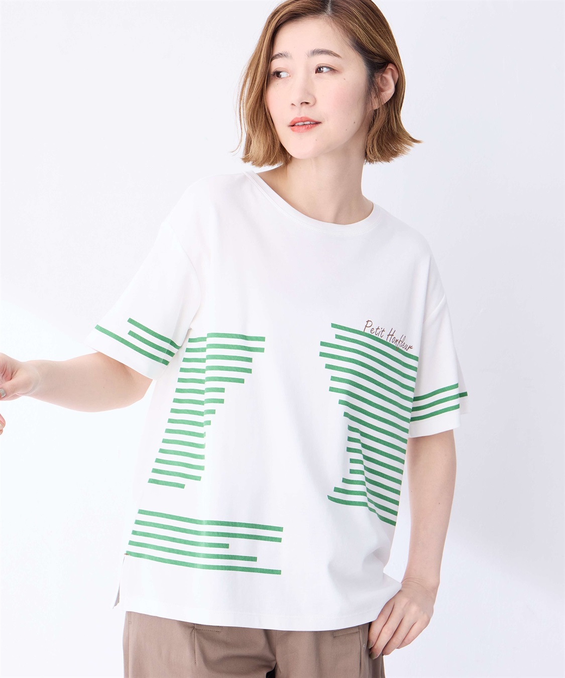 Petit Honfleur 【冷感】デザインボーダーＴシャツ_sub_1