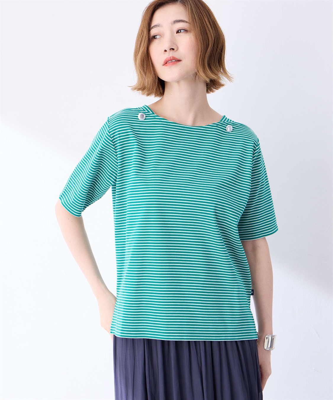 Petit Honfleur 【冷感】ボタンボーダープルオーバー_sub_6