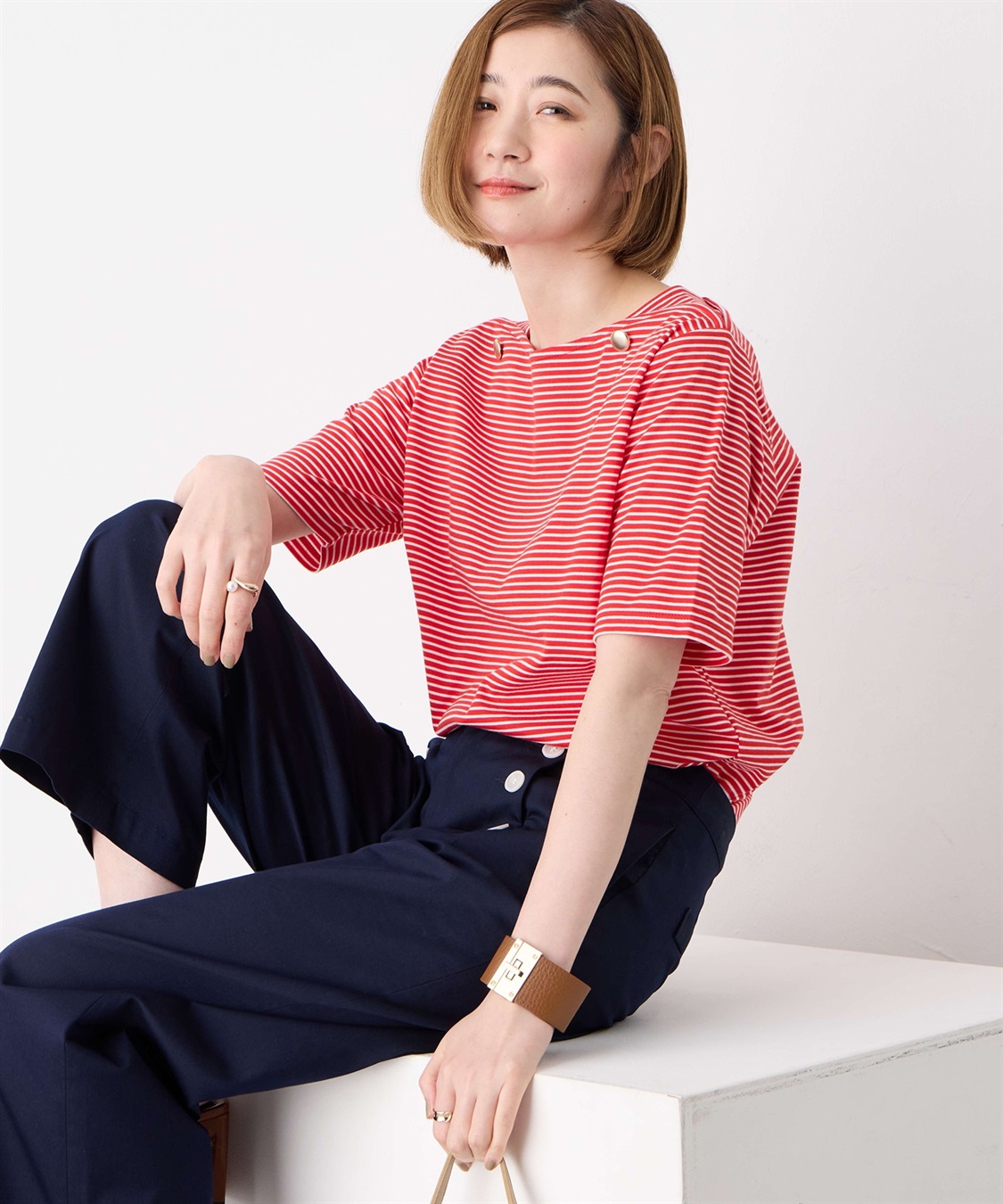 Petit Honfleur 【冷感】ボタンボーダープルオーバー_sub_14