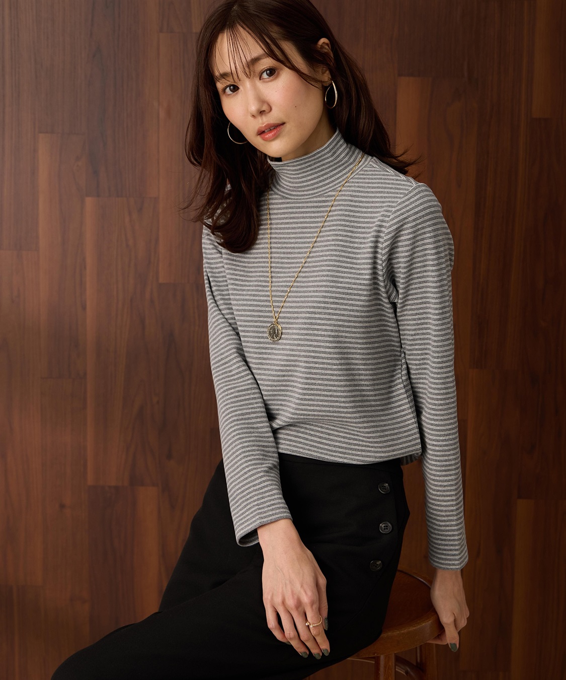 Petit Honfleur 起毛ハイネックプルオーバー_sub_3