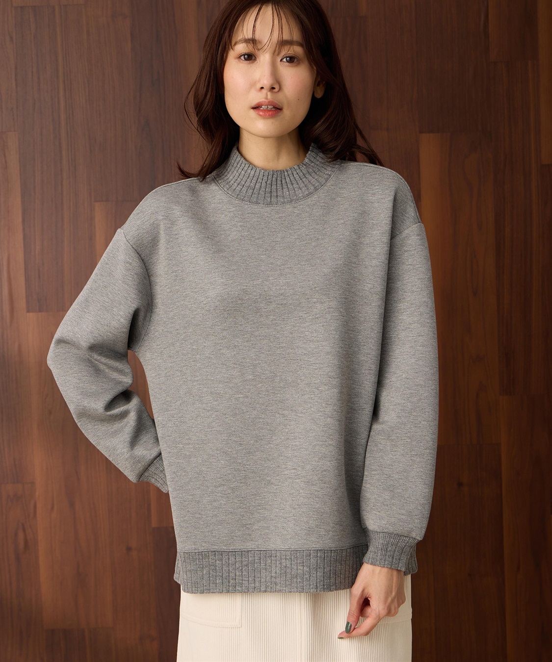 Petit Honfleur ハイネックリブ切替プルオーバー_sub_1