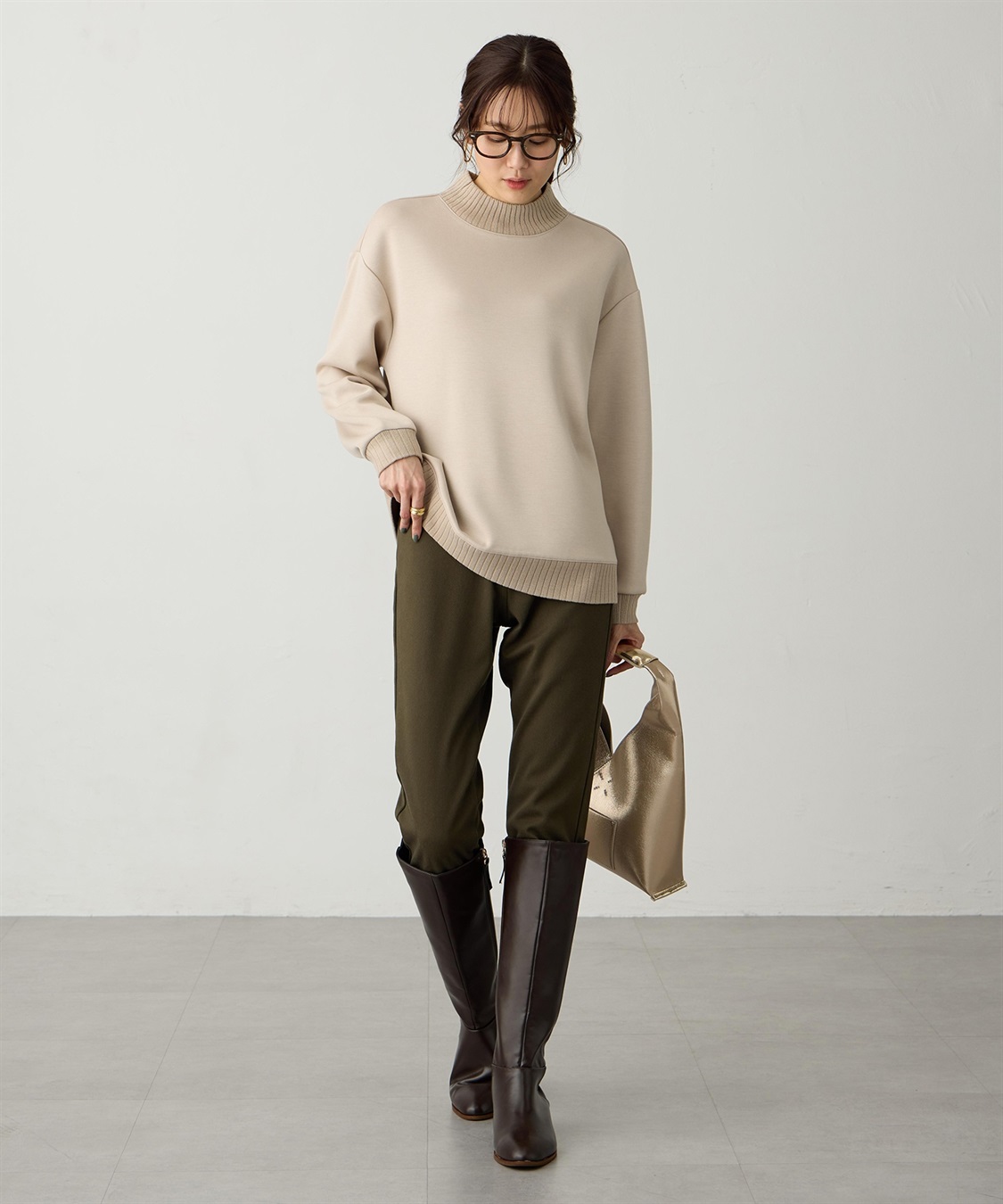 Petit Honfleur ハイネックリブ切替プルオーバー_sub_6