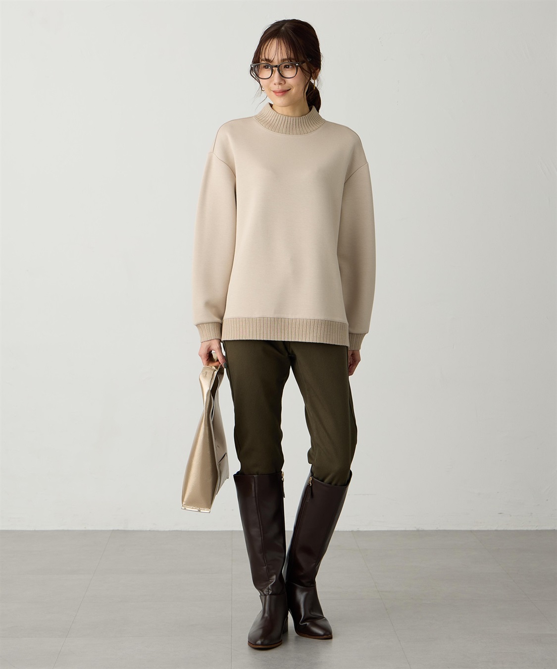 Petit Honfleur ハイネックリブ切替プルオーバー_sub_7