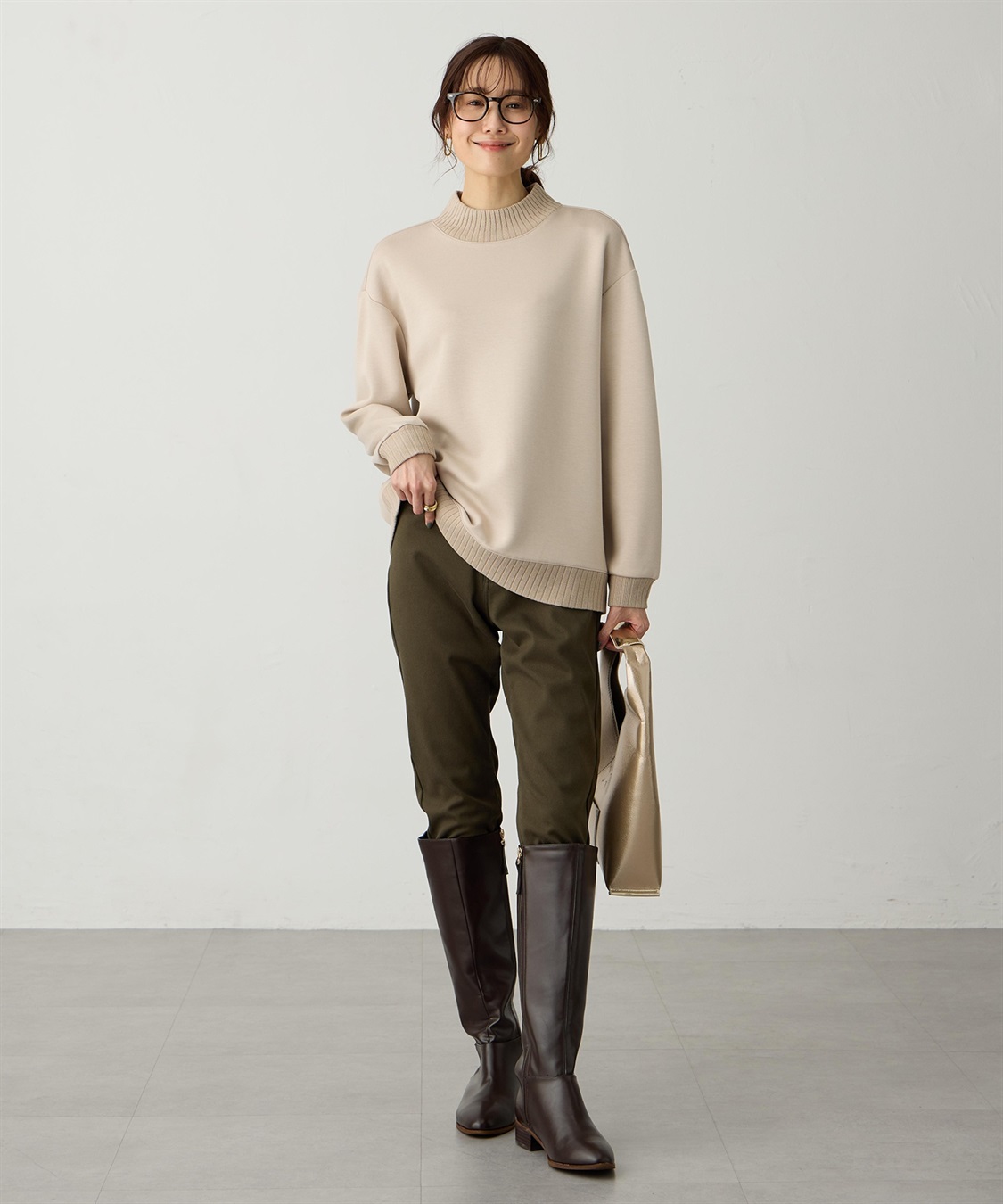 Petit Honfleur ハイネックリブ切替プルオーバー_sub_8