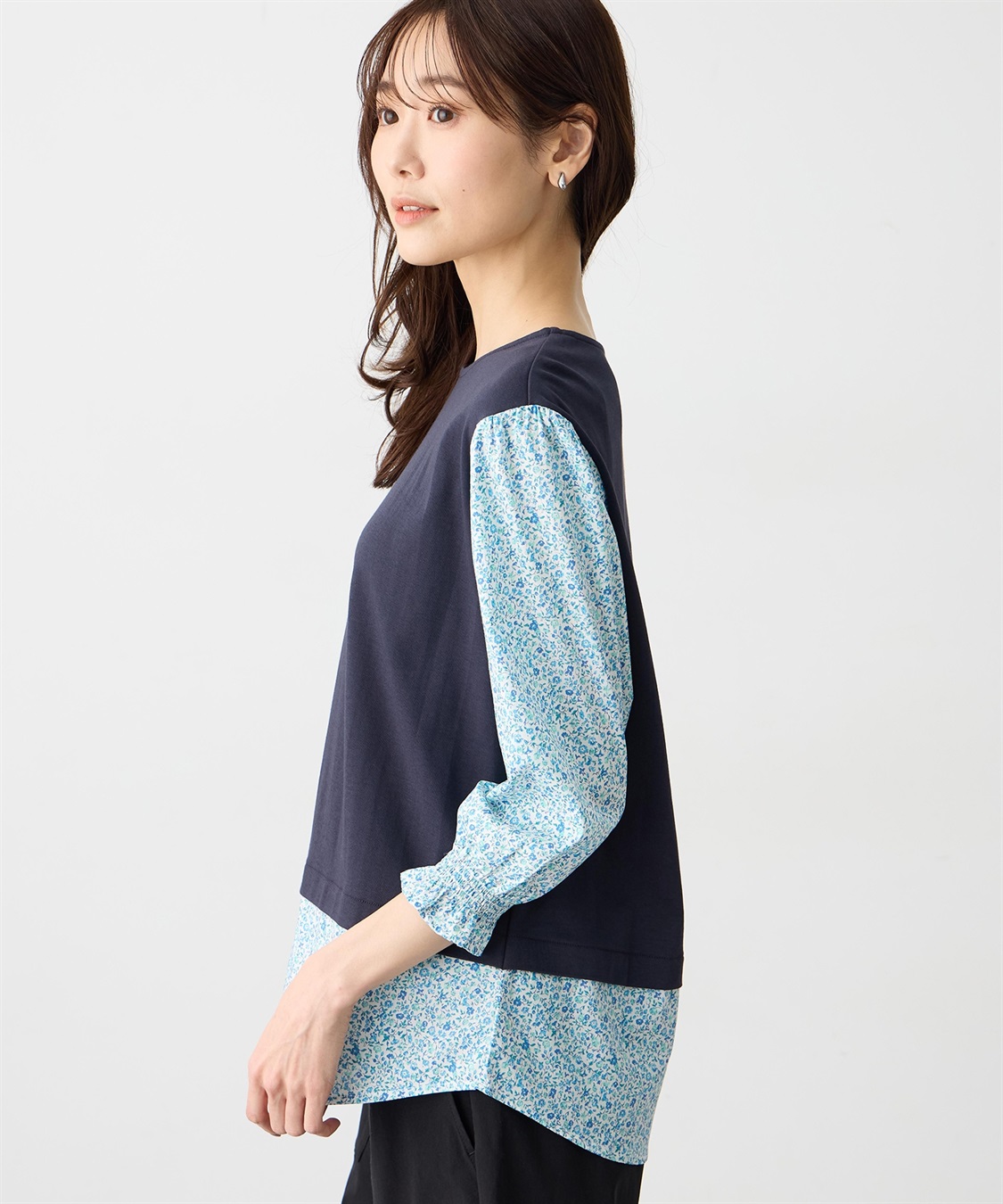 Petit Honfleur 【Liberty】リバティレイヤード風プルオーバー【オーガニックコットン・UVカット・接触冷感】_sub_1