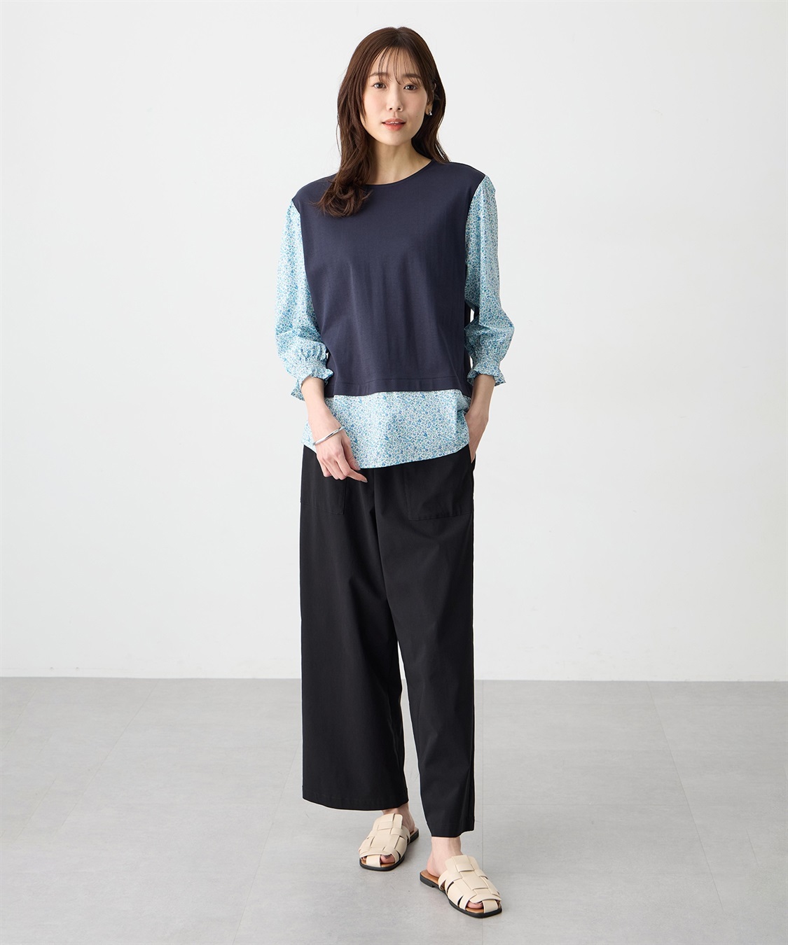 Petit Honfleur 【Liberty】リバティレイヤード風プルオーバー【オーガニックコットン・UVカット・接触冷感】_sub_7