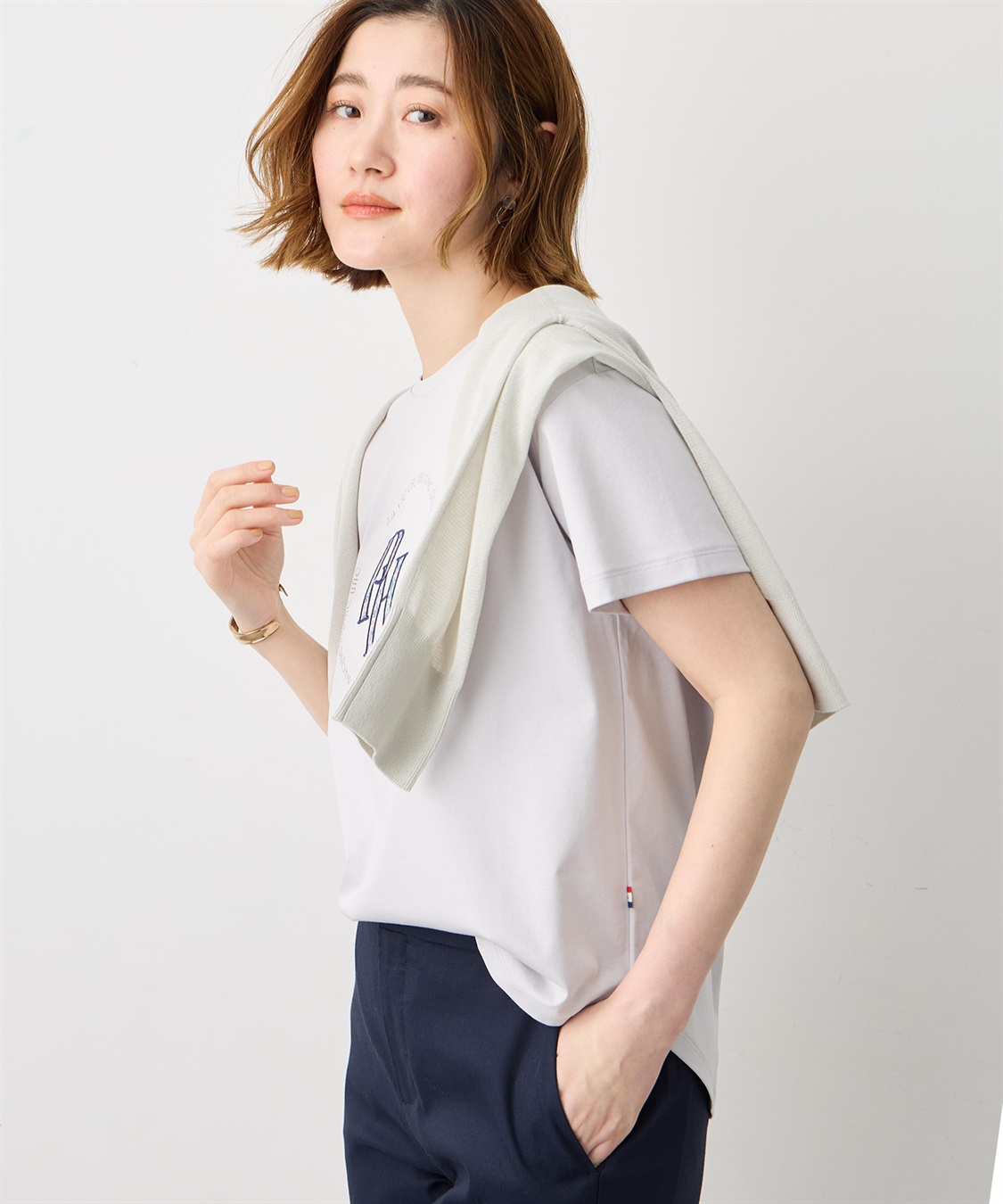 Petit Honfleur 【Liberty】リバティプリントロゴ刺しゅうTシャツ【オーガニックコットン・UVカット・接触冷感】_sub_2